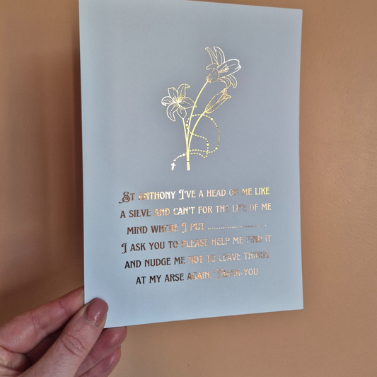 ST ANTHONY LOST ITEM PRAYER- A5 FOILED PRINT