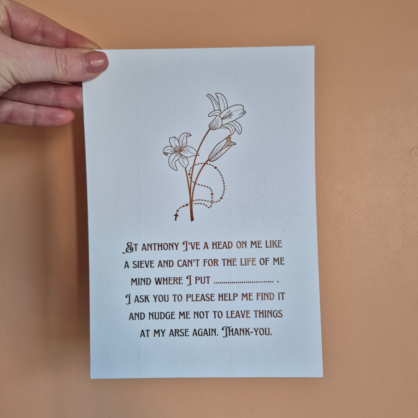 ST ANTHONY LOST ITEM PRAYER- A5 FOILED PRINT