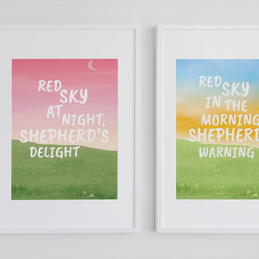 SHEPHERD'S RHYME: RED SKY AT NIGHT PRINT