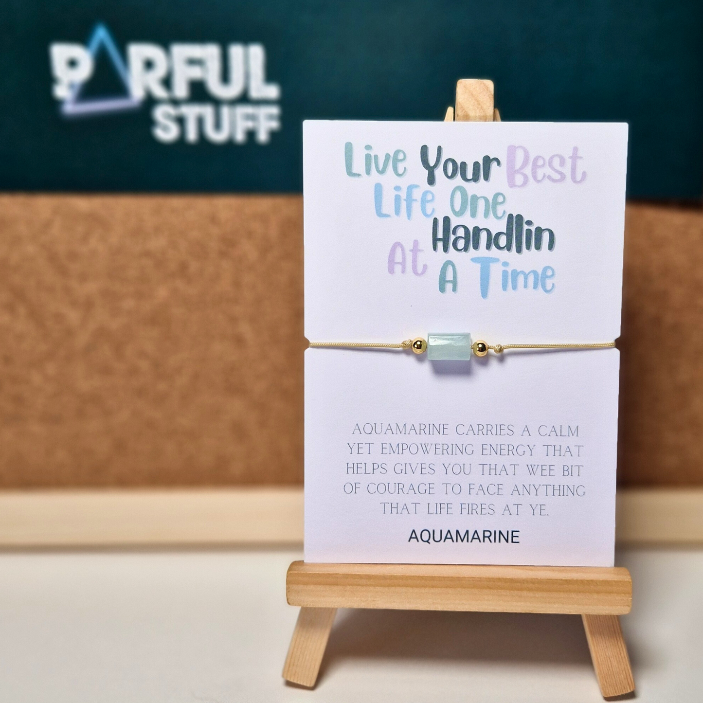 AQUAMARINE ADJUSTABLE BRACELET (STRENGTH)