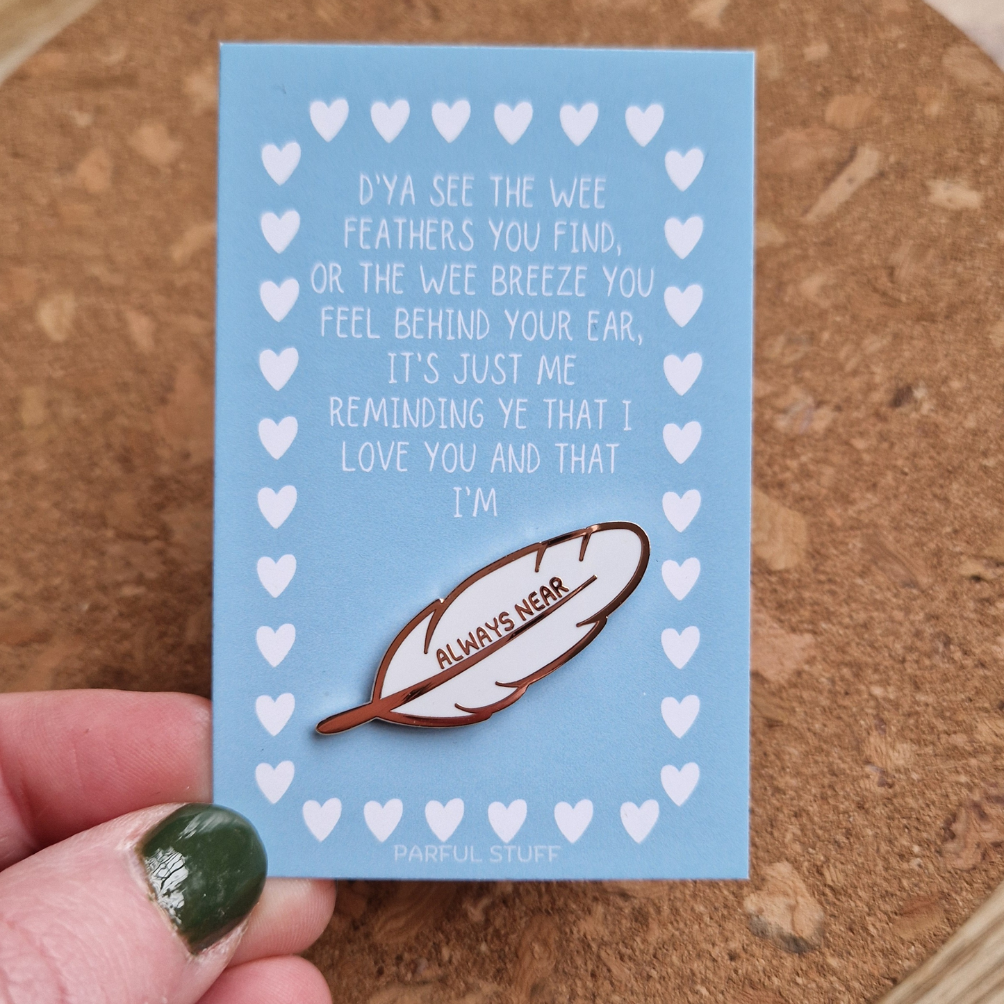 ALWAYS NEAR FEATHER ENAMEL PIN