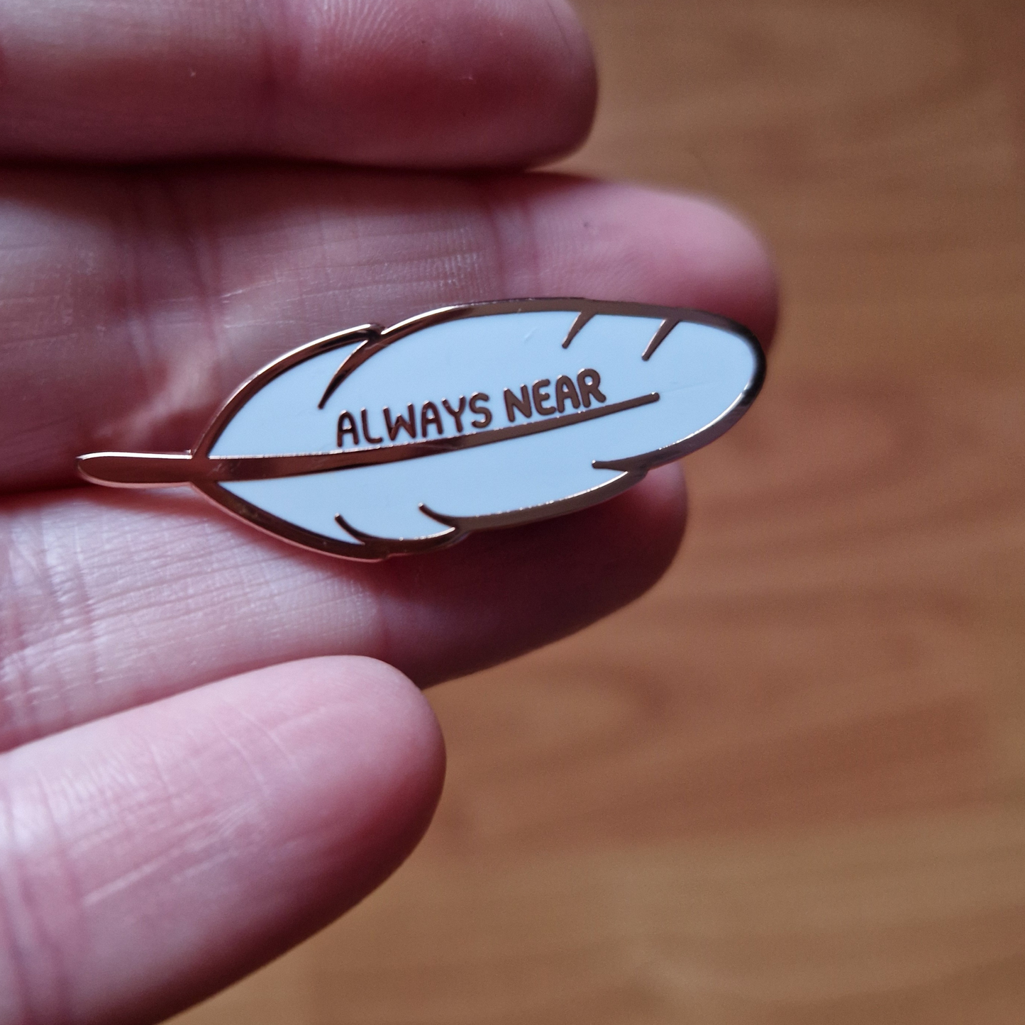 ALWAYS NEAR FEATHER ENAMEL PIN