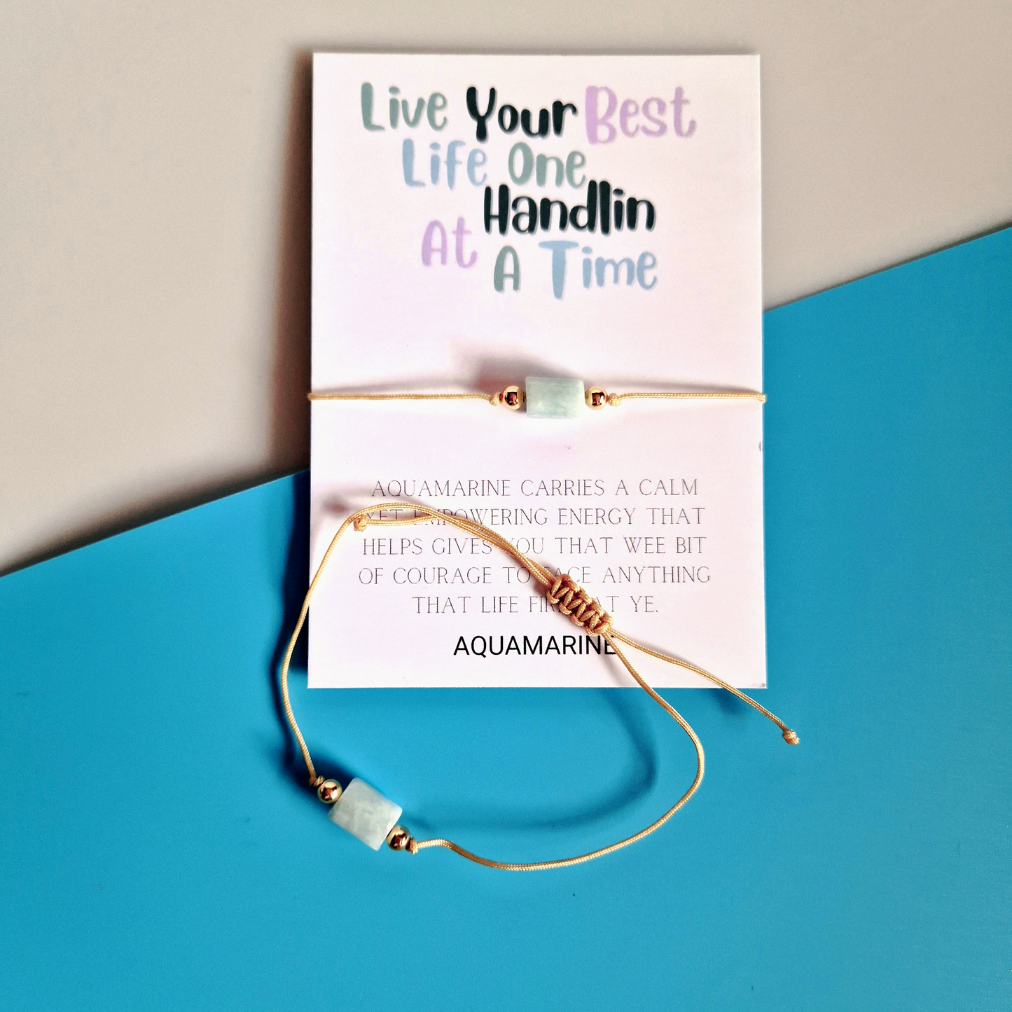 AQUAMARINE ADJUSTABLE BRACELET (STRENGTH)