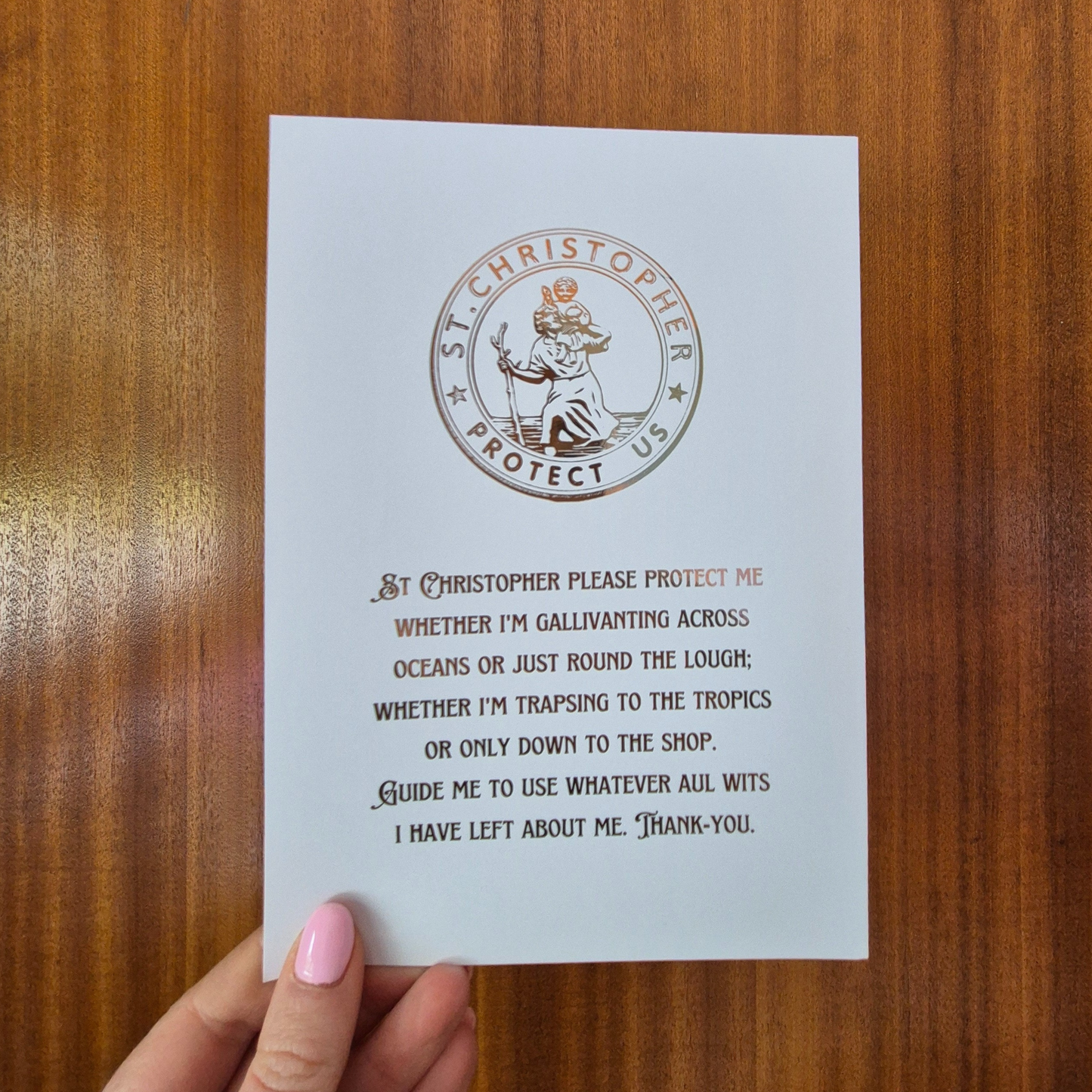 ST CHRISTOPHER BLESSING- A5 FOILED PRINT