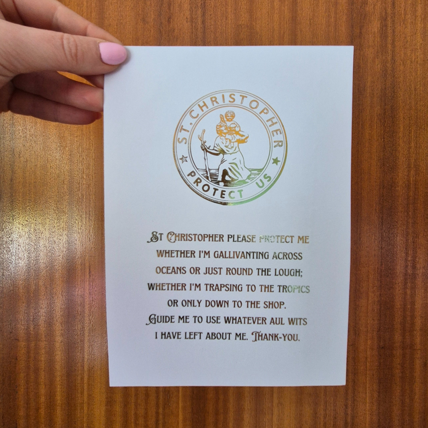 ST CHRISTOPHER BLESSING- A5 FOILED PRINT
