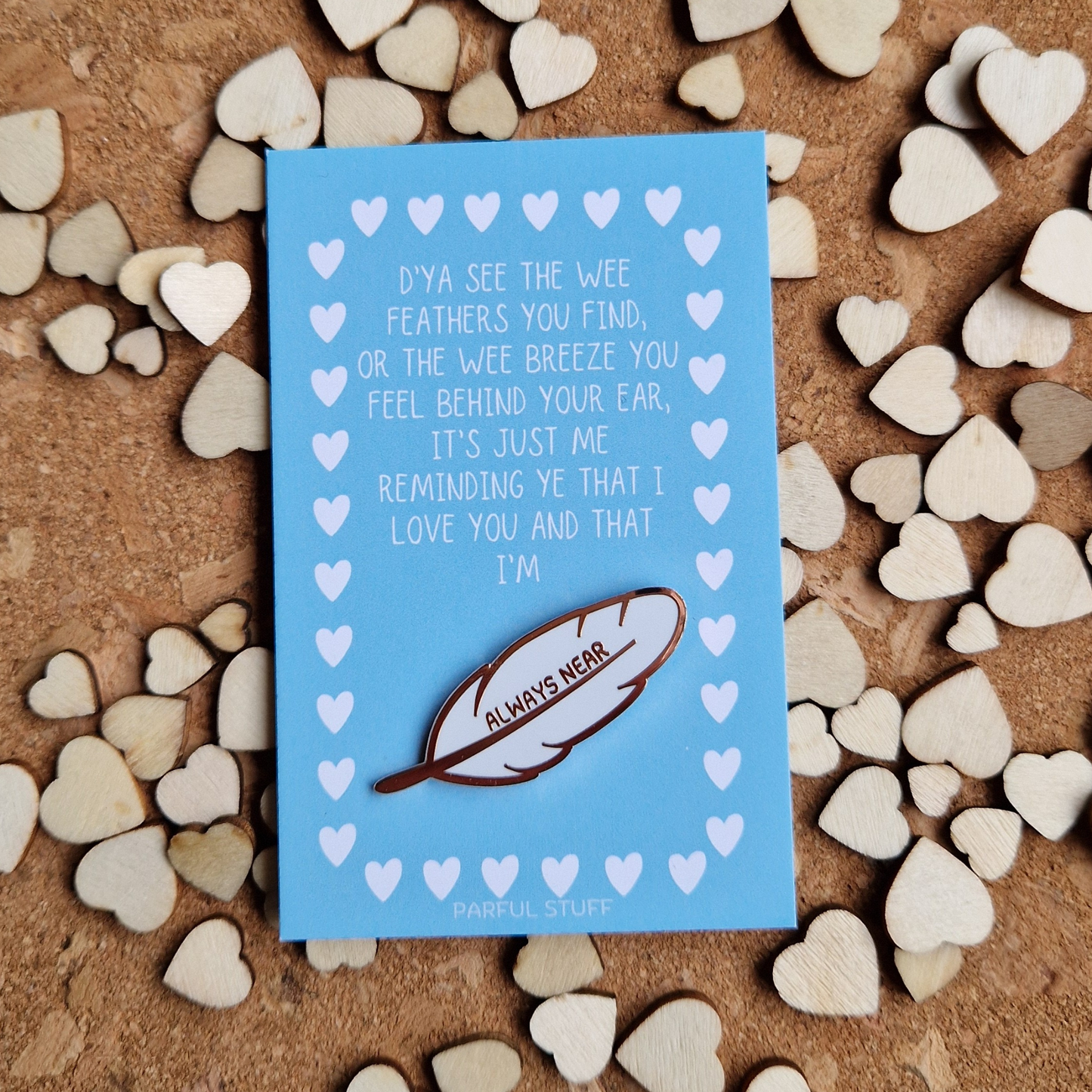 ALWAYS NEAR FEATHER ENAMEL PIN