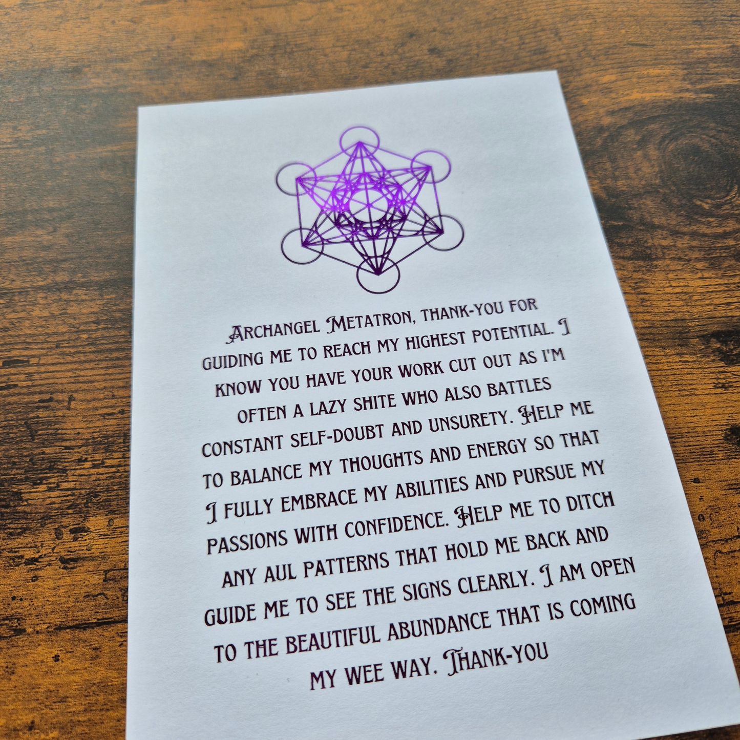 ARCHANGEL METATRON BLESSING- A5 FOILED PRINT