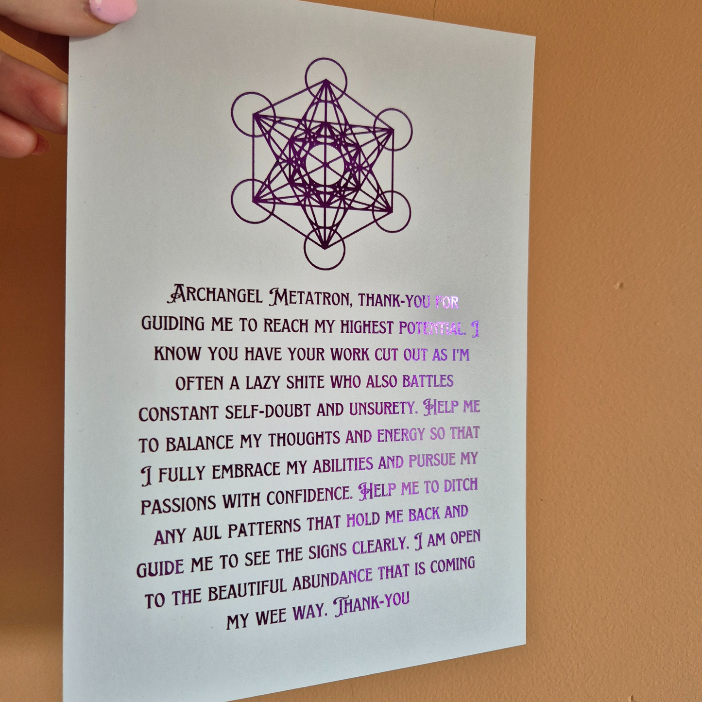 ARCHANGEL METATRON BLESSING- A5 FOILED PRINT