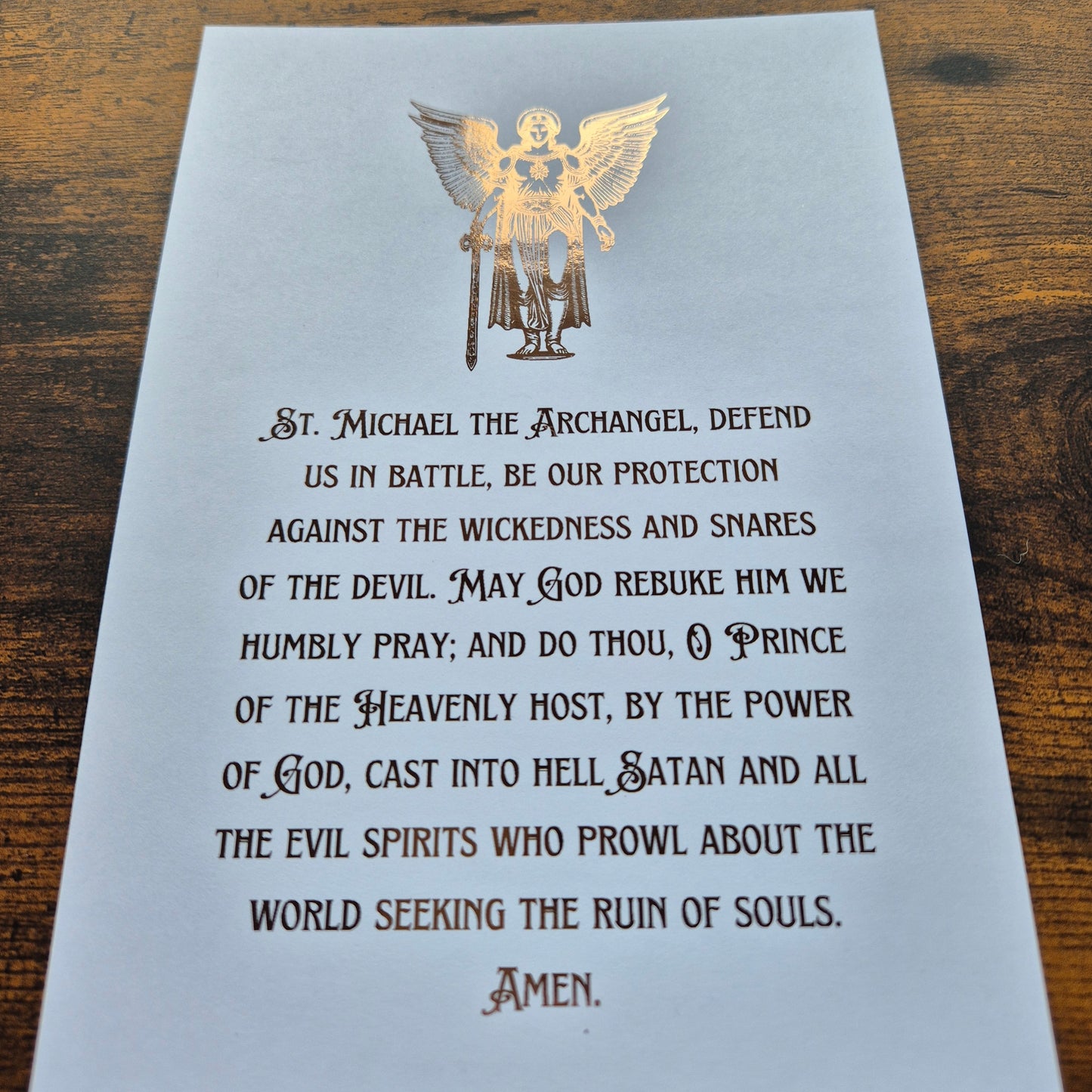 ST MICHAEL (CATHOLIC PRAYER)- A5 FOILED PRINT