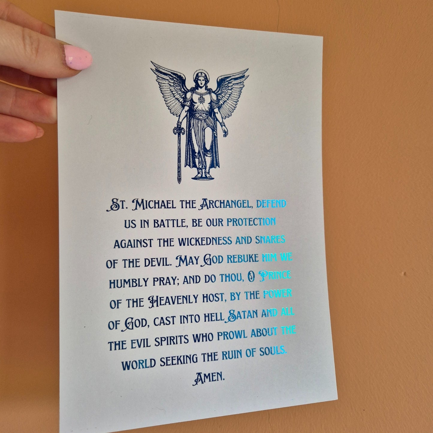ST MICHAEL (CATHOLIC PRAYER)- A5 FOILED PRINT