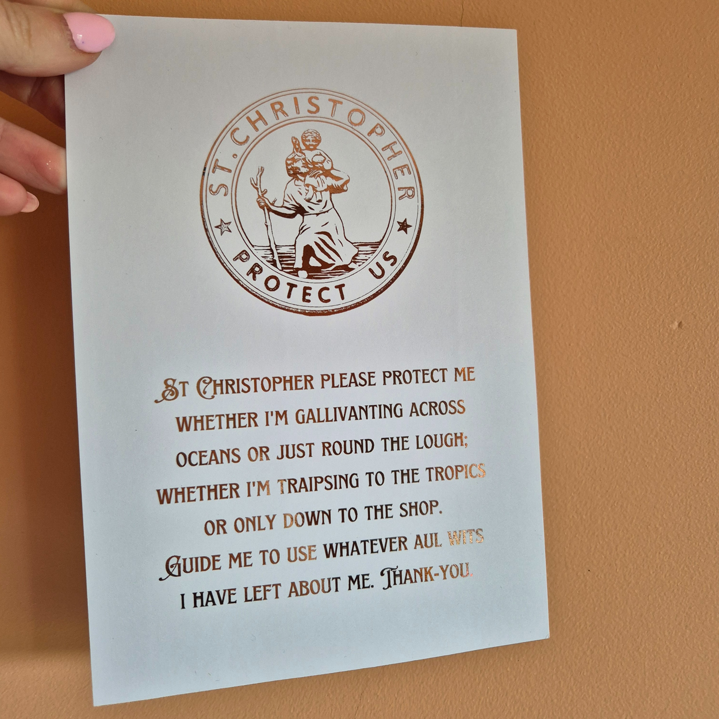 ST CHRISTOPHER BLESSING- A5 FOILED PRINT