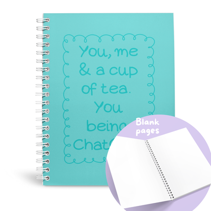 A CUP OF TEA AND CHATGPT A5 NOTEBOOK