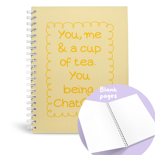 A CUP OF TEA AND CHATGPT A5 NOTEBOOK