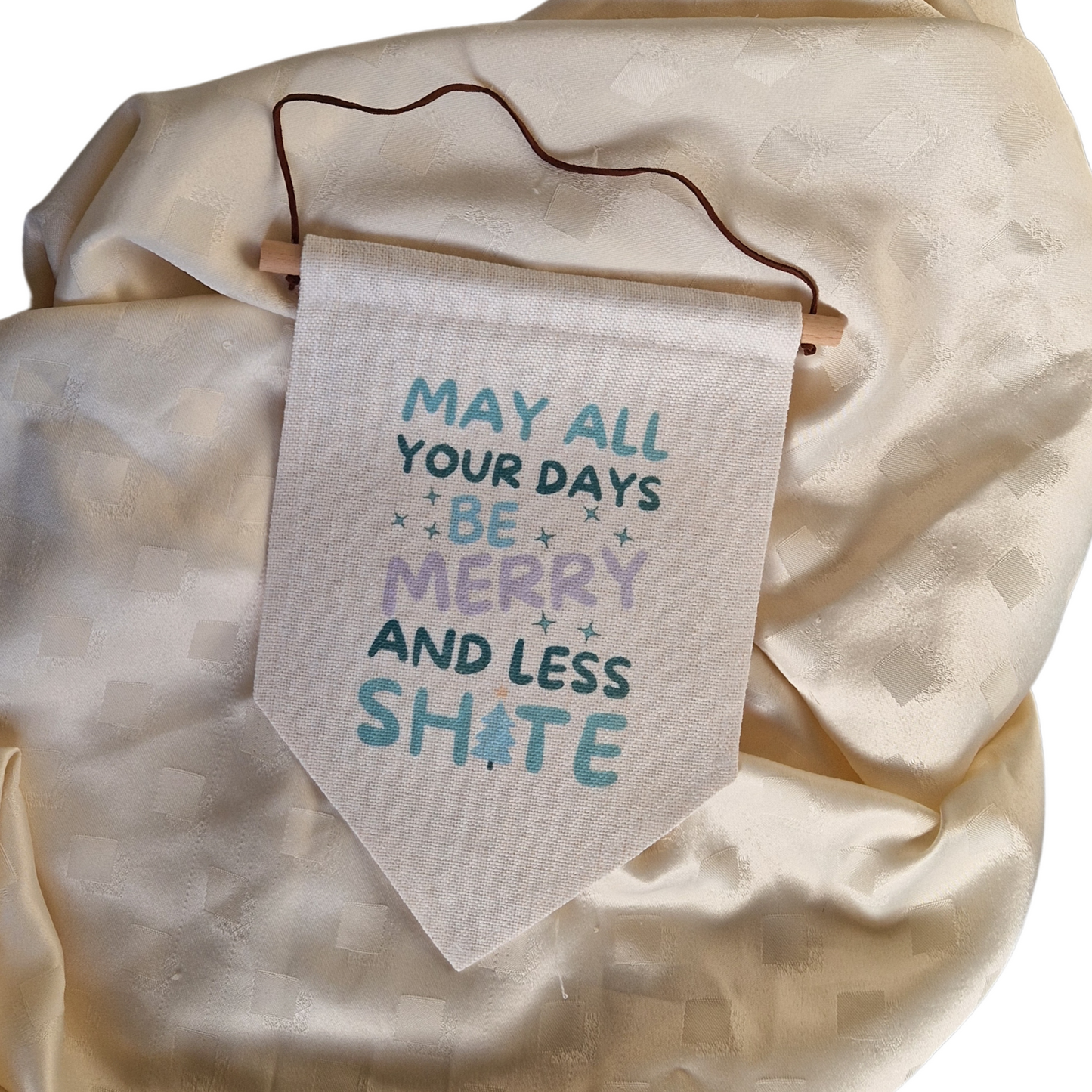 MERRY & LESS SHITE CHRISTMAS BANNER