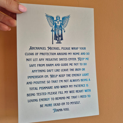 ARCHANGEL MICHAEL BLESSING FOR HOME- A5 FOILED PRINT