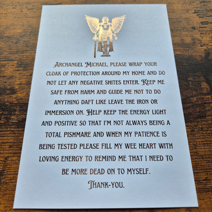 ARCHANGEL MICHAEL BLESSING FOR HOME- A5 FOILED PRINT