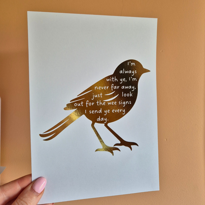 ROBIN- WEE SIGNS- A5 FOILED PRINT