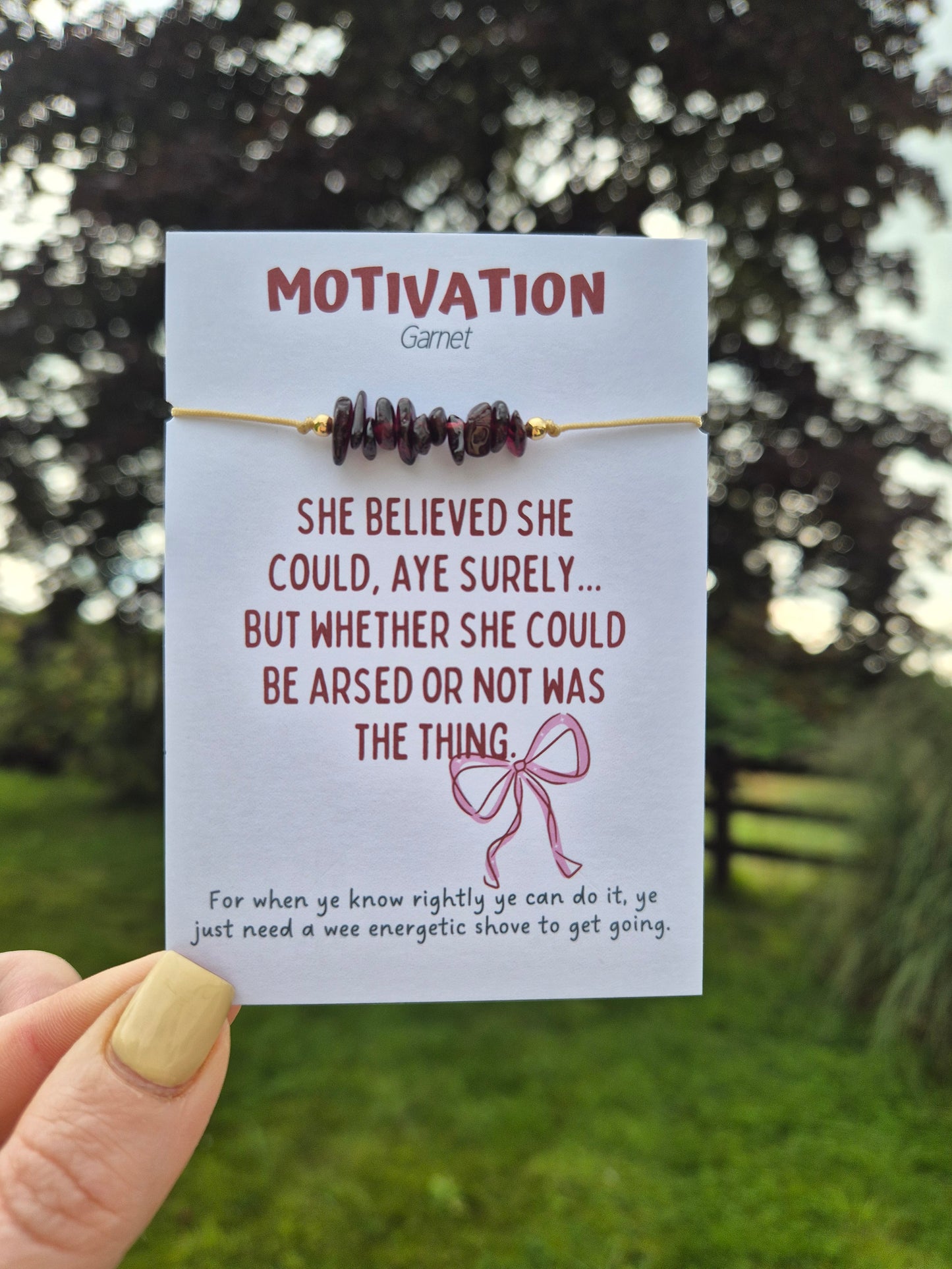 GARNET ADJUSTABLE BRACELET (MOTIVATION)
