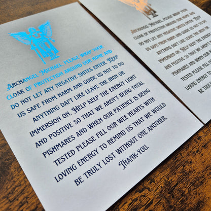 ARCHANGEL MICHAEL BLESSING FOR HOME- A5 FOILED PRINT