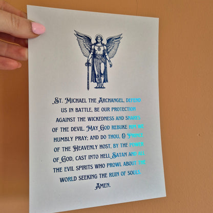 ST MICHAEL (CATHOLIC PRAYER)- A5 FOILED PRINT