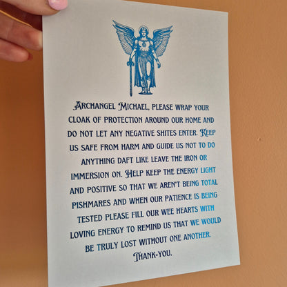 ARCHANGEL MICHAEL BLESSING FOR HOME- A5 FOILED PRINT