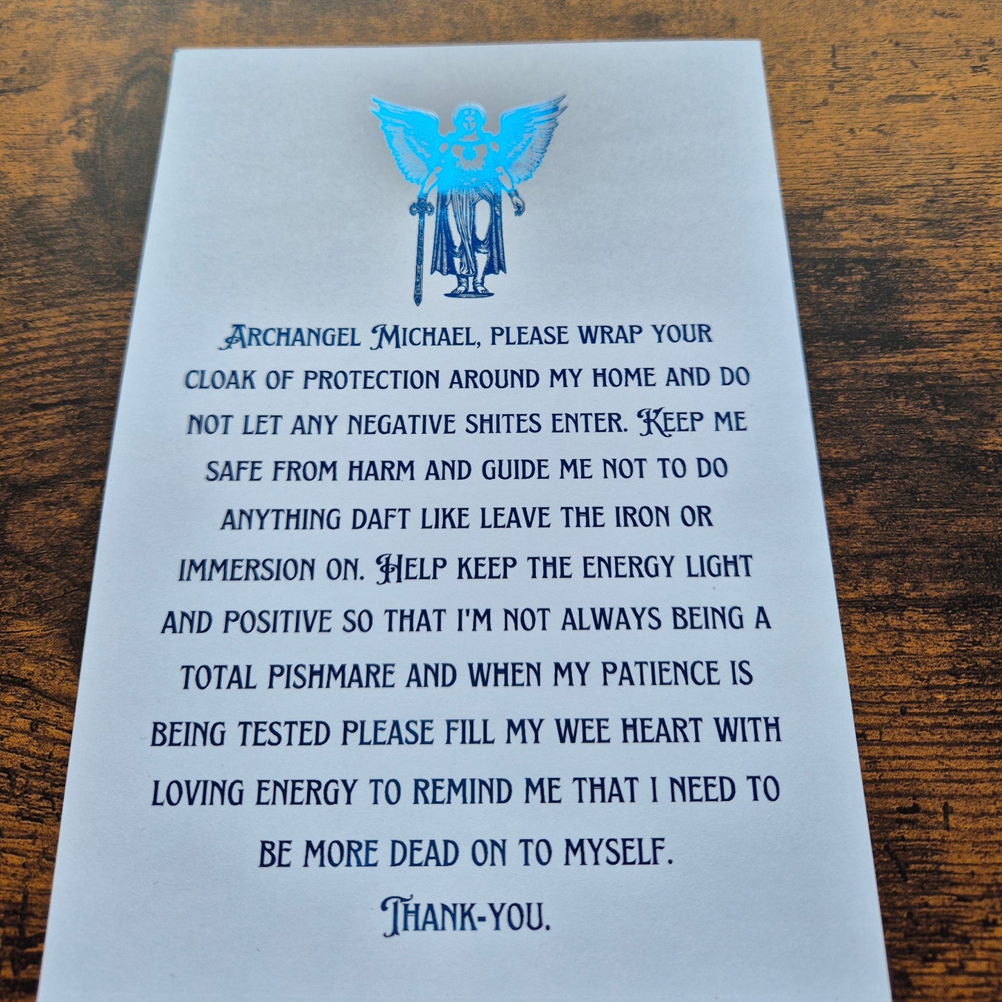 ARCHANGEL MICHAEL BLESSING FOR HOME- A5 FOILED PRINT