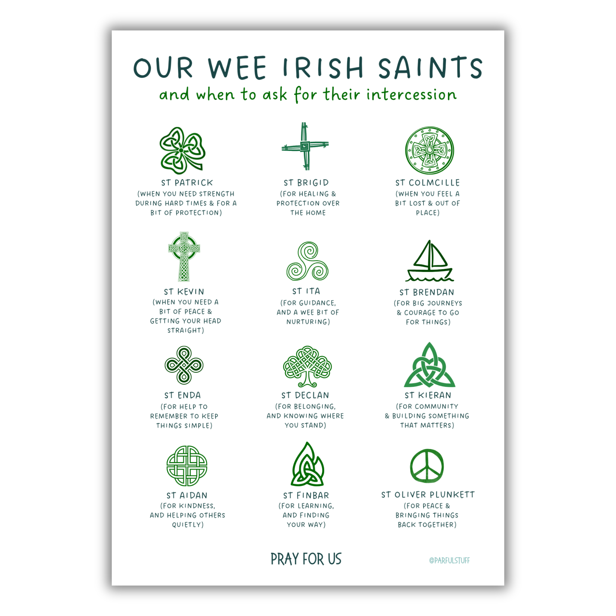 OUR WEE IRISH SAINTS PRINT – Parful Stuff