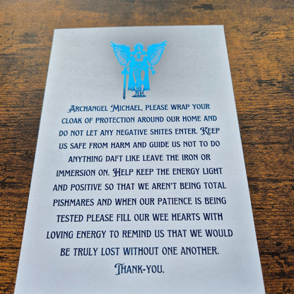 ARCHANGEL MICHAEL BLESSING FOR HOME- A5 FOILED PRINT
