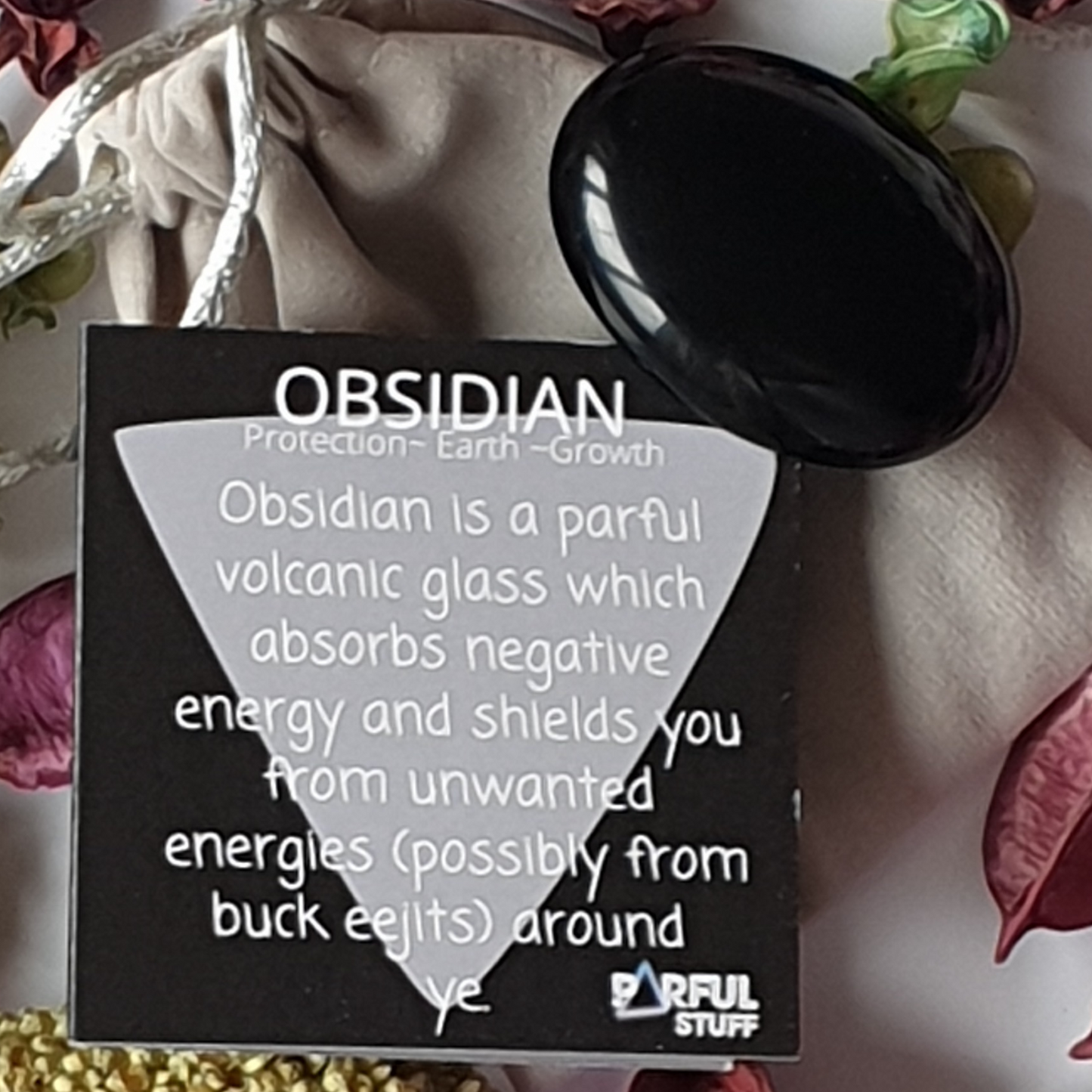 Obsidian Thumb Stone-  NOW £4.20 AT CHECKOUT