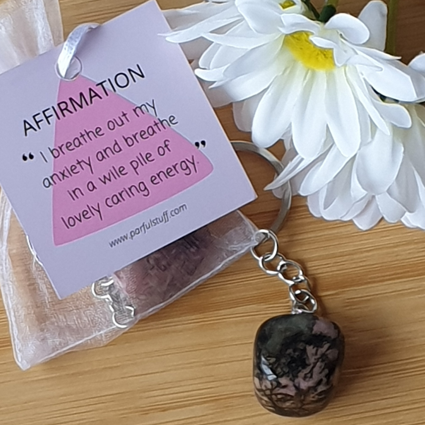 Rhodonite keyring